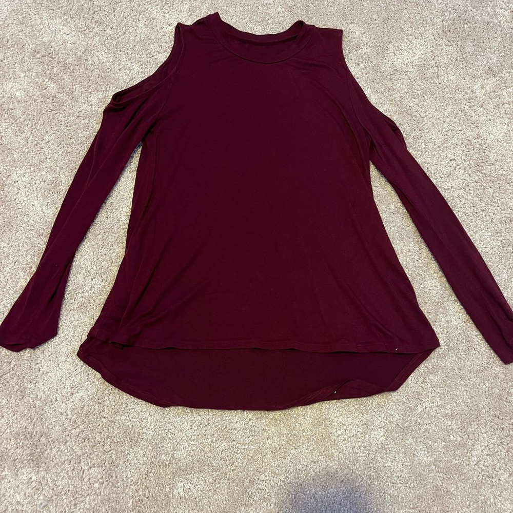 Art Class Maroon Shirt with Shoulder Cut Outs. US Child Large (10/12)